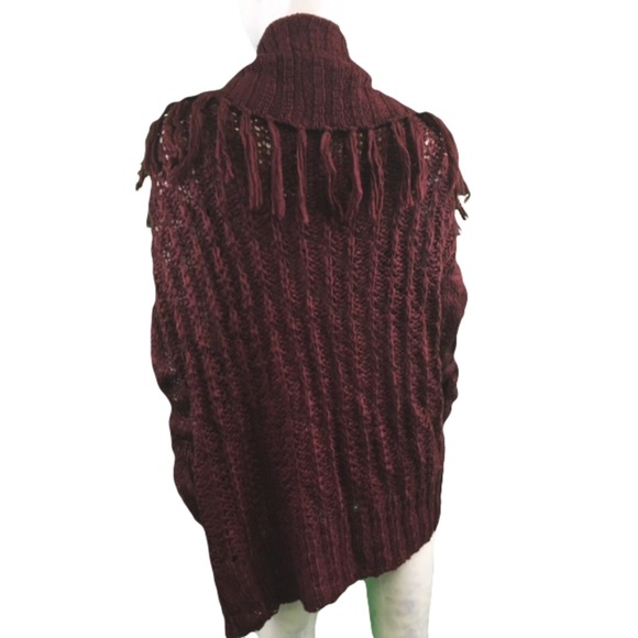 NWT Mystree Burgundy Knit Tassel Cardigan - Picture 3 of 5